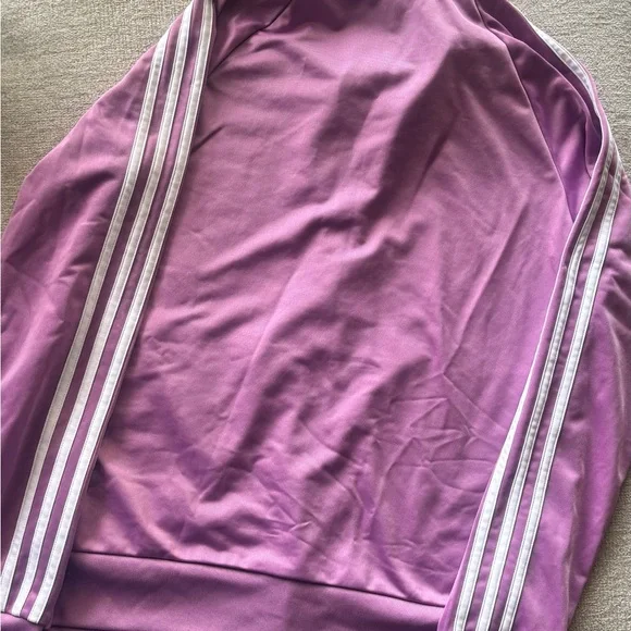 Adidas Women's Purple Track Jacket with White Stripes - Picture 2 of 3
